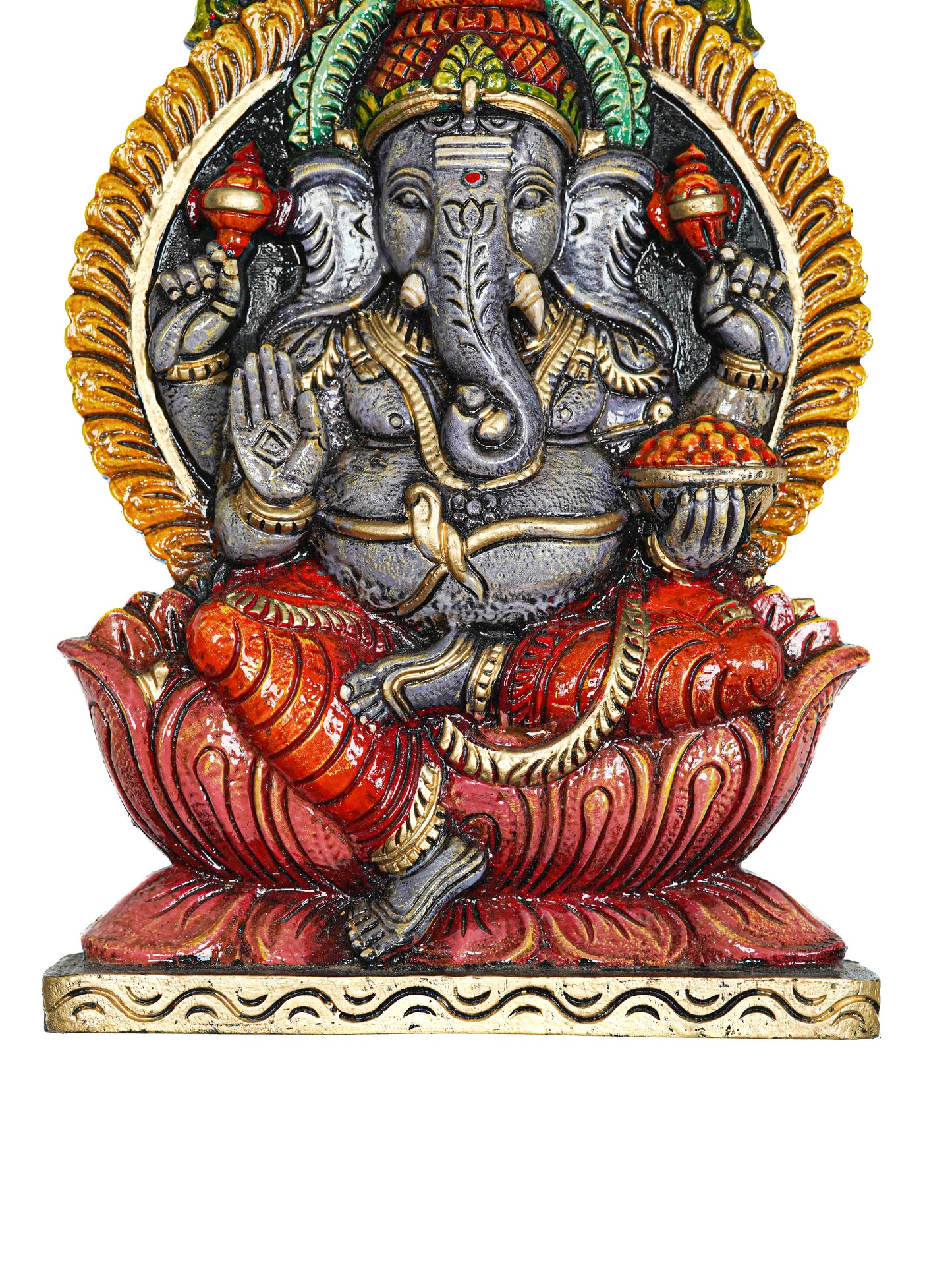Wooden Carved Ganesha Wall Hanging Frame - 18 inch - WL5622