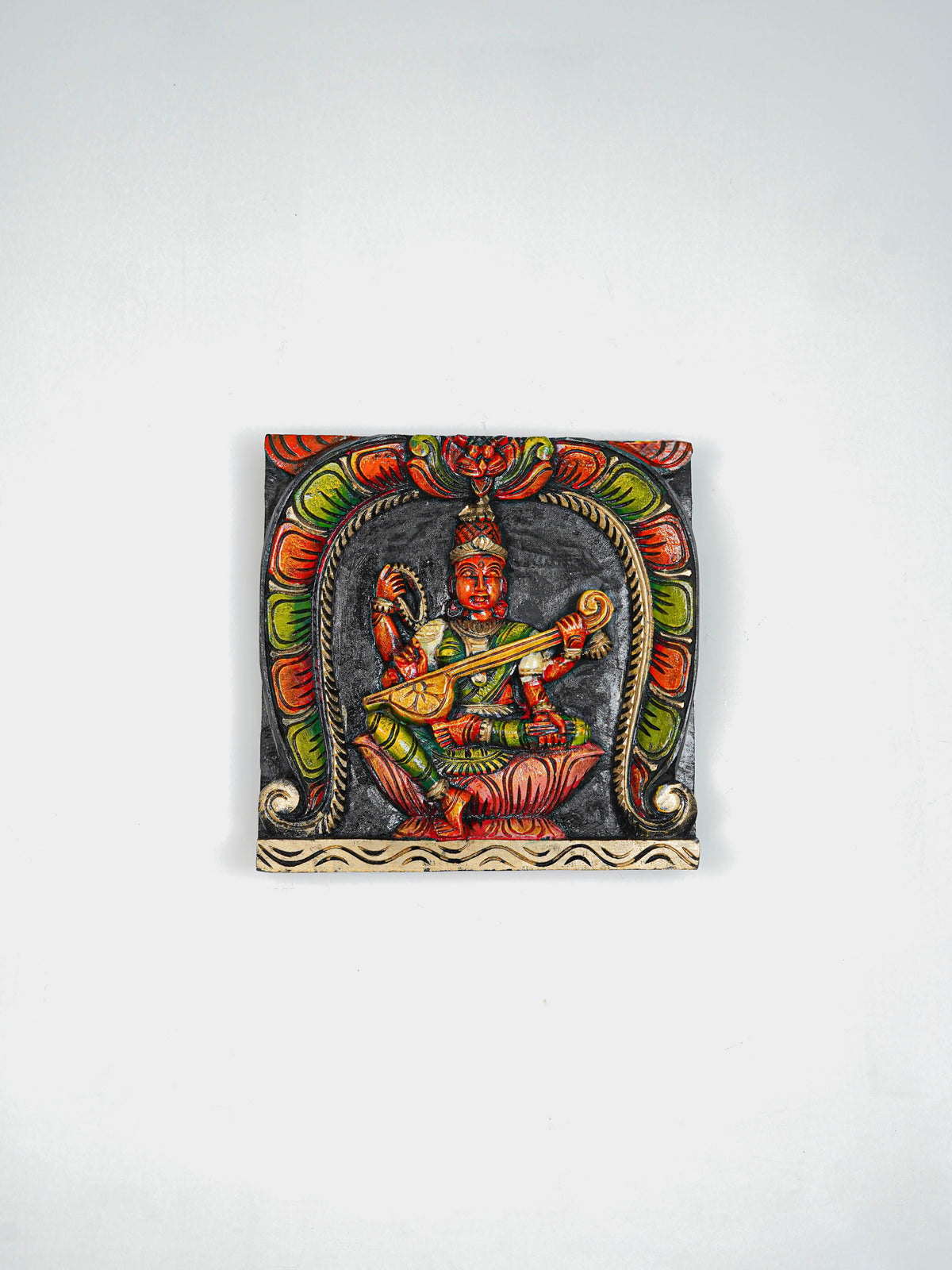 Wooden Carved Lakshmi Wall Hanging Frame - 12 inch - WL5646