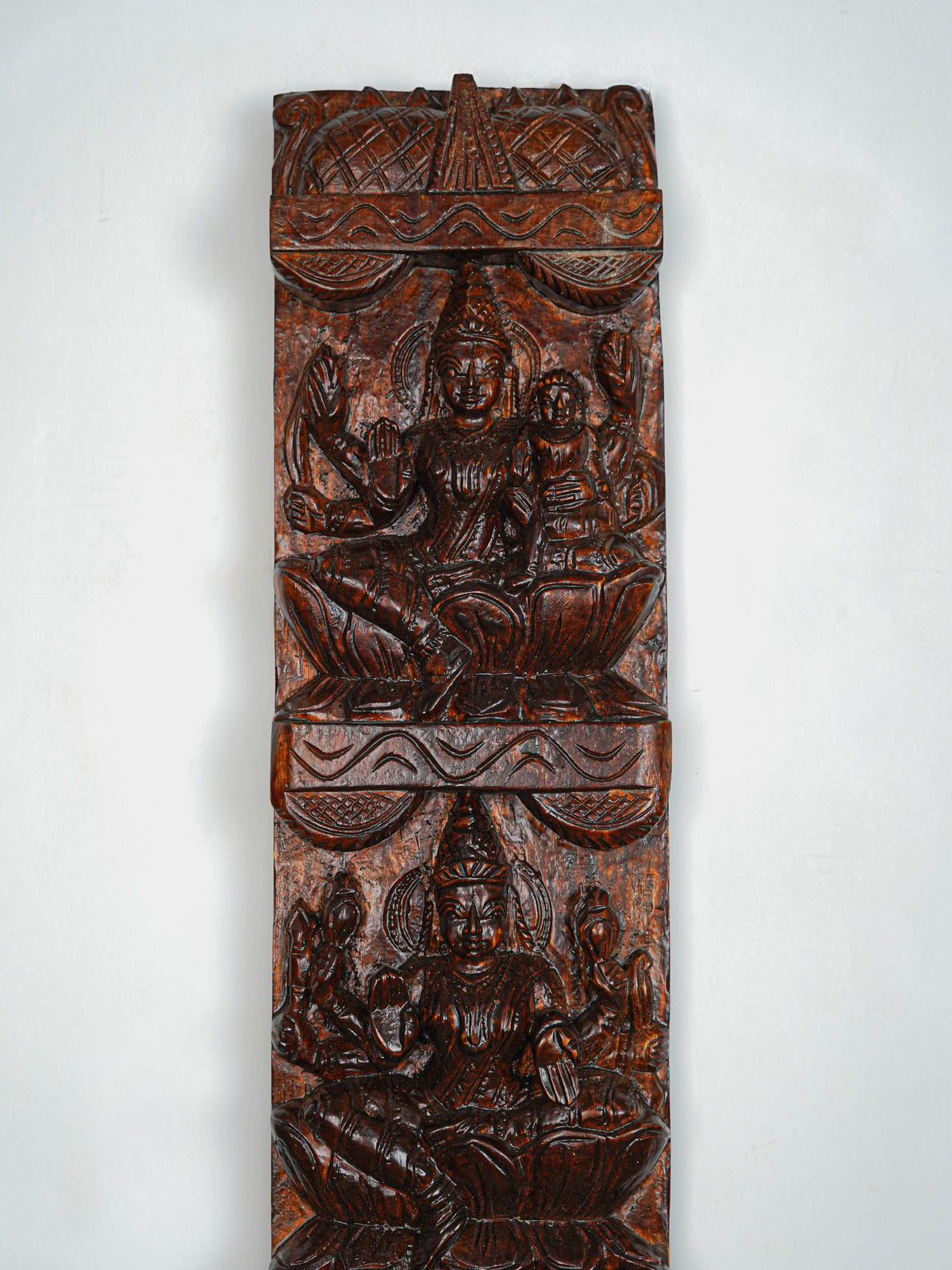 Wooden Carved Ashtalakshmi Wall Hanging Panel - Set of 2 - 36 inch - WL5649