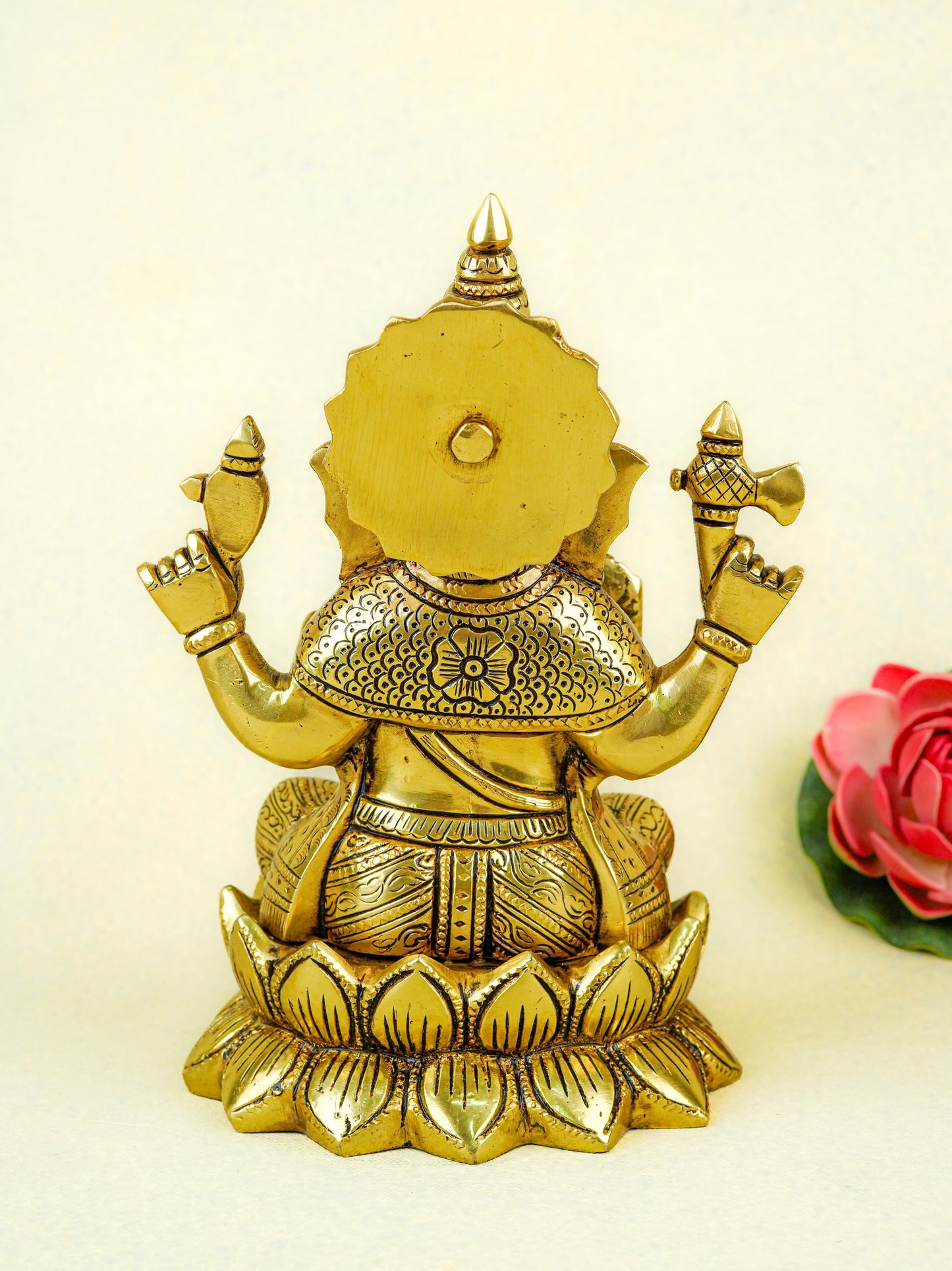Brass Ganesha on Lotus - 9 inch - WL5670