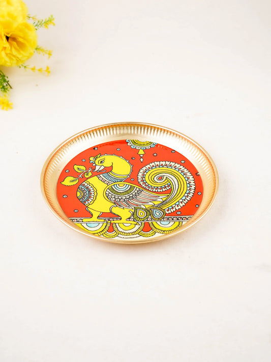 Brass Plate with Annapakshi Print - 8 inch - WL5936-4