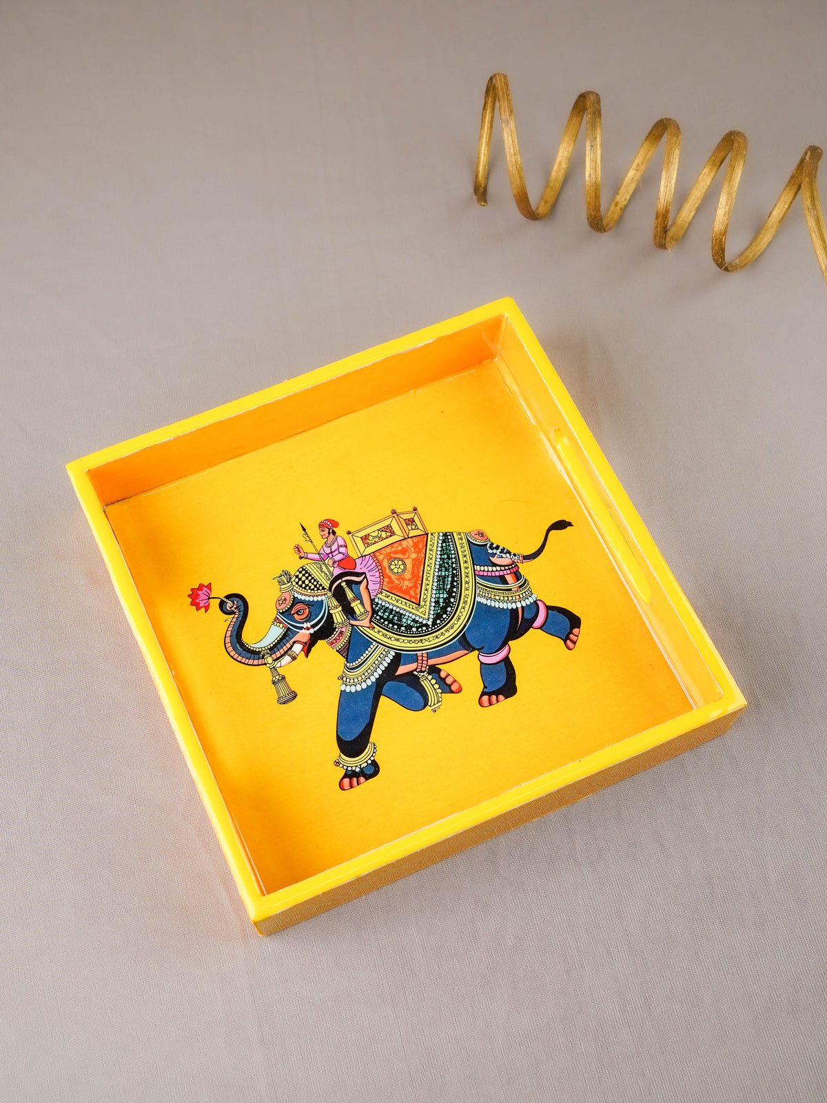 Elephant Print Square Tray - 8X8 inch - WL5940-3