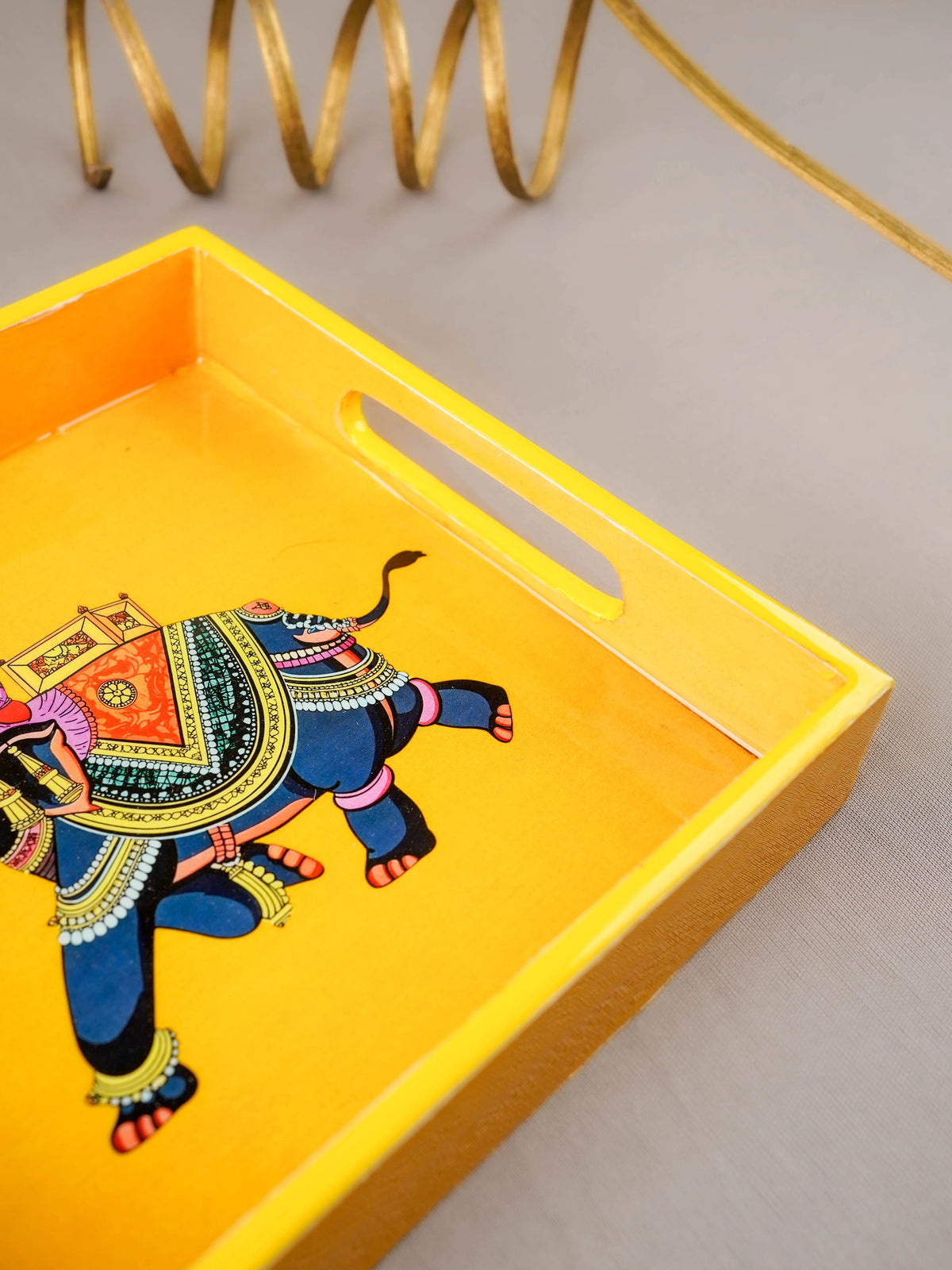Elephant Print Square Tray - 8X8 inch - WL5940-3