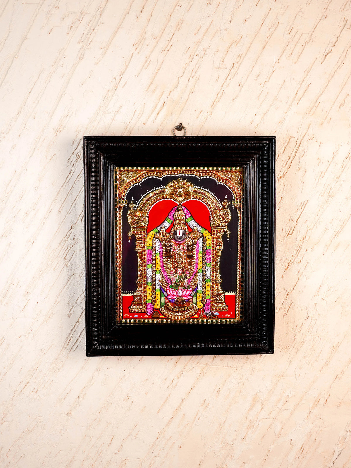 Tanjore Painting - Tirupati Balaji - Flat (Gold Foil) - 12x10 inch - WL5949