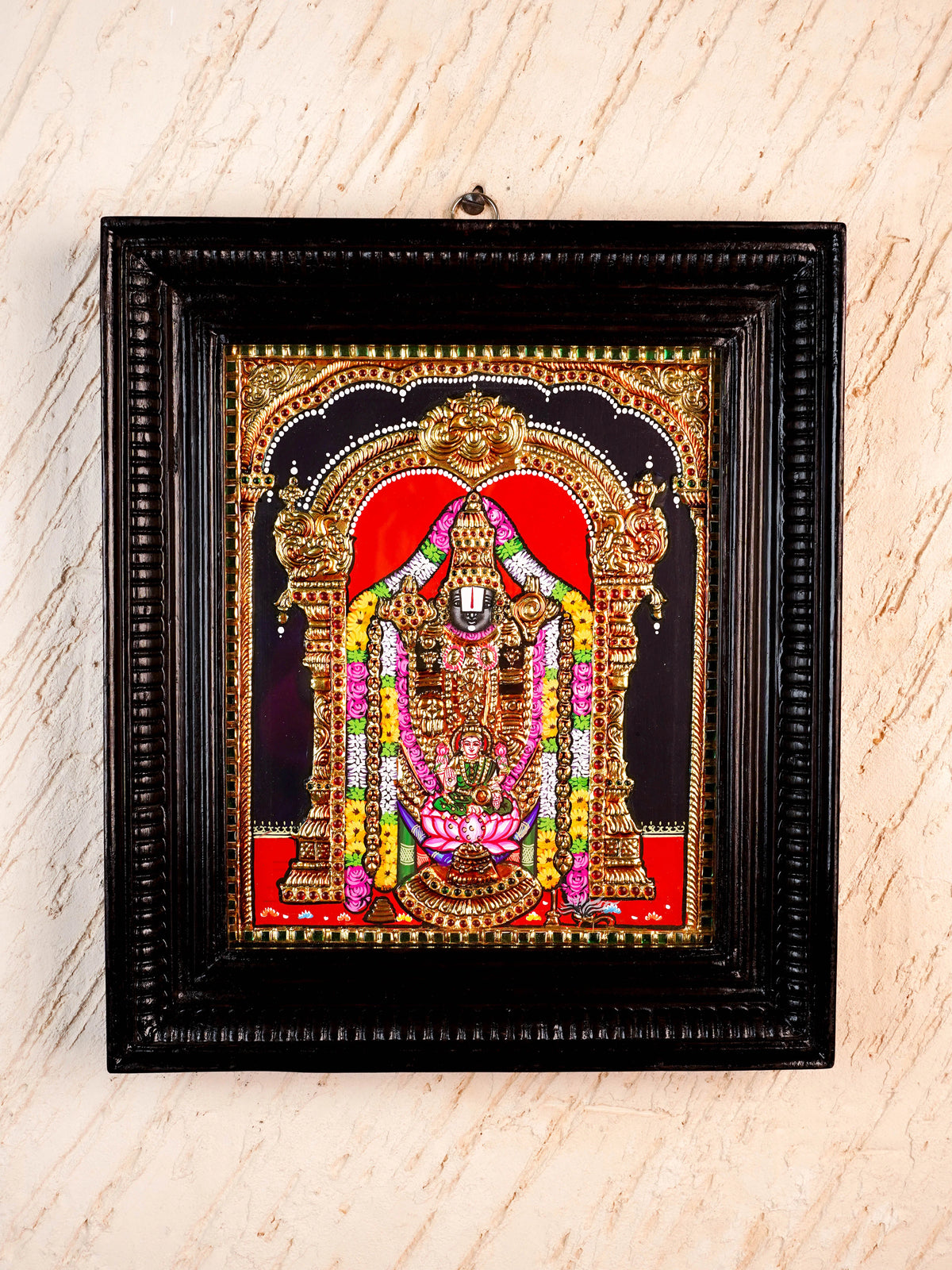 Tanjore Painting - Tirupati Balaji - Flat (Gold Foil) - 12x10 inch - WL5949