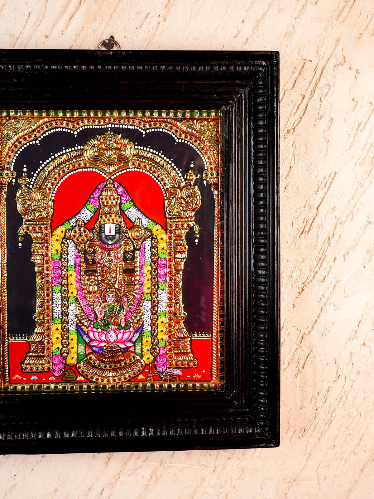 Tanjore Painting - Tirupati Balaji - Flat (Gold Foil) - 12x10 inch - WL5949