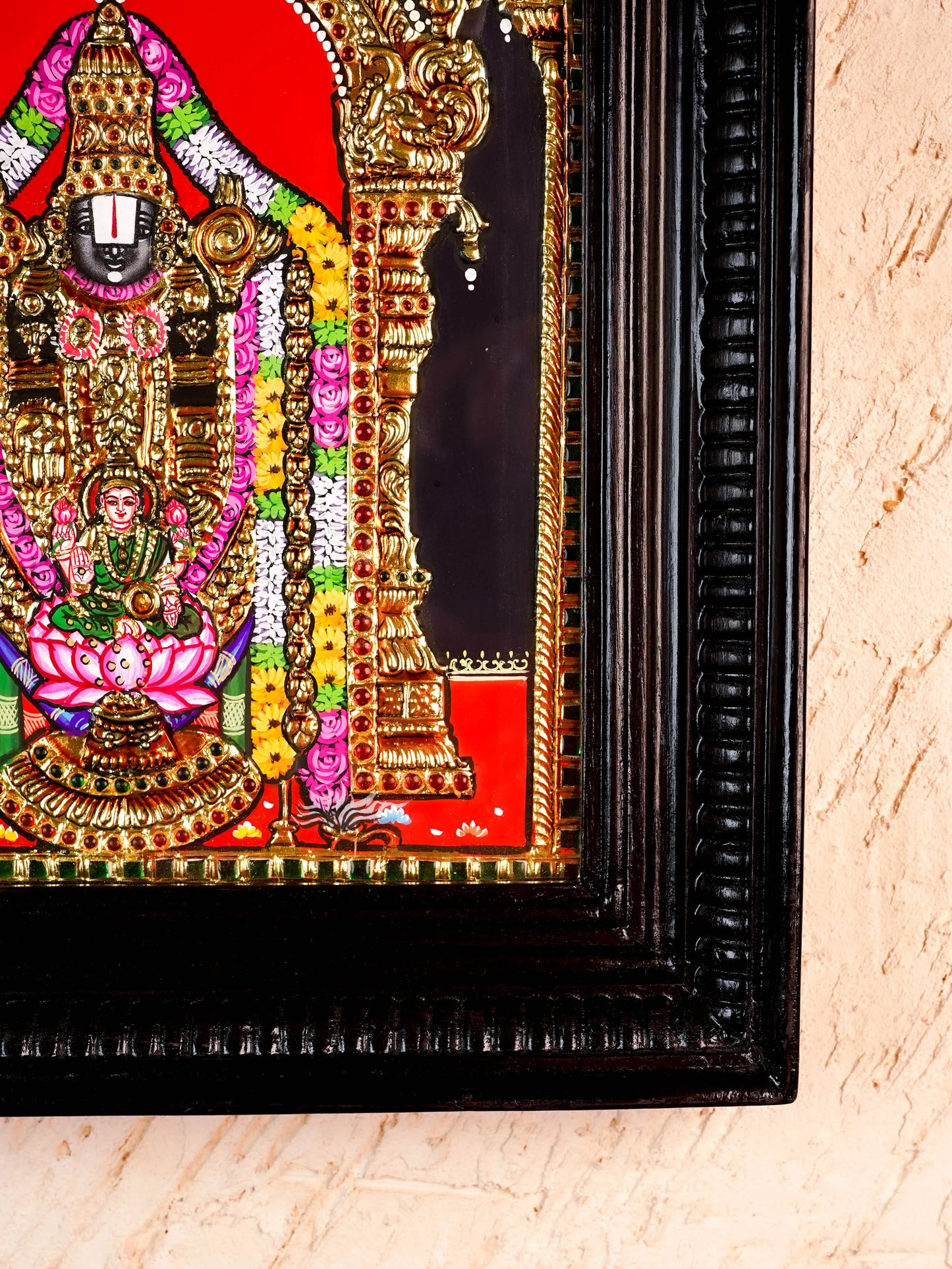 Tanjore Painting - Tirupati Balaji - Flat (Gold Foil) - 12x10 inch - WL5949