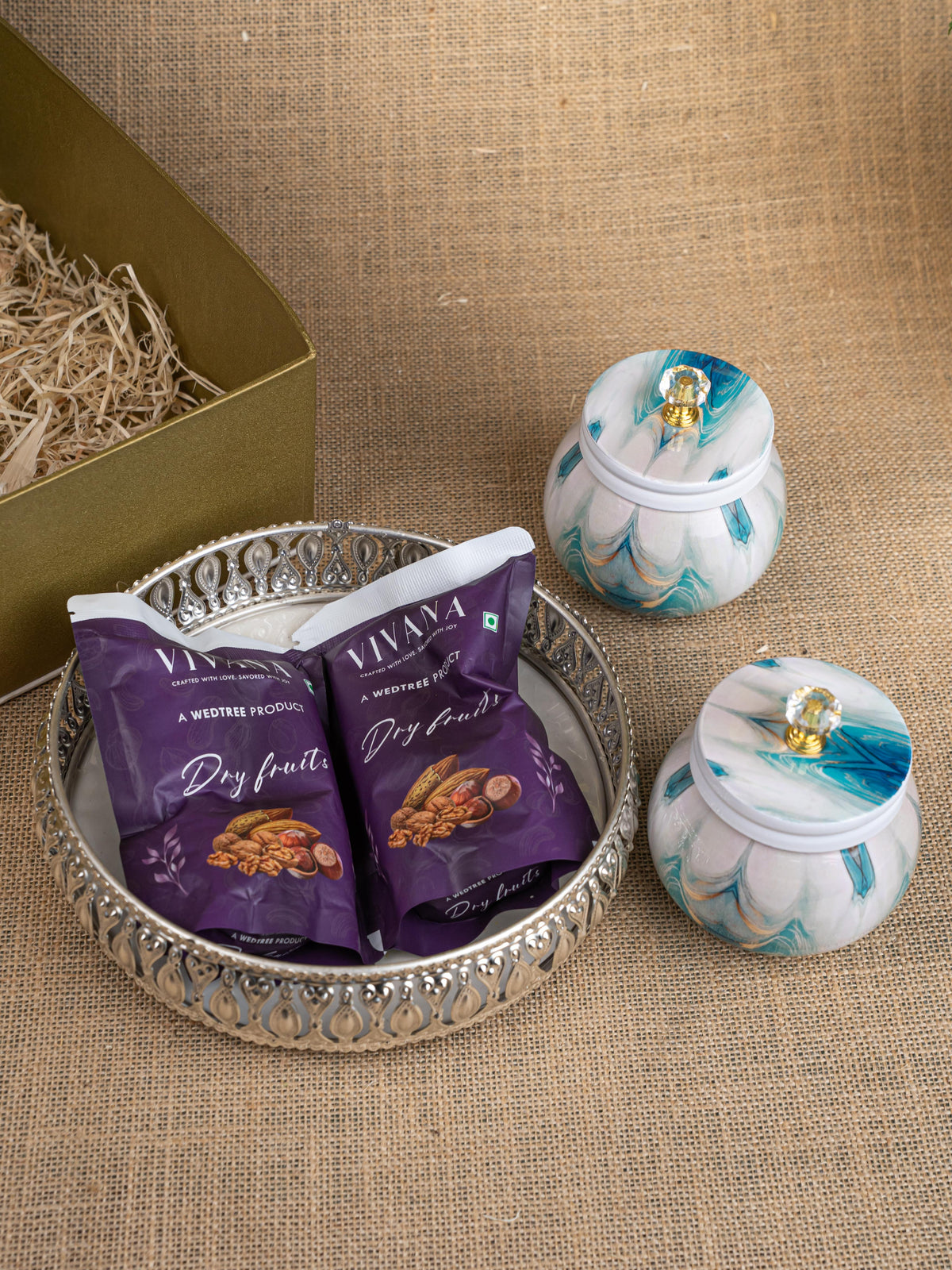 Gift Hamper - Bowl with Dry Fruit Jar and Dry Fruits - WMH0030