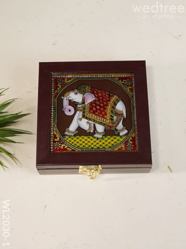 Acrylic Reverse Picture Jewelry Box - Elephant - WL2030-1