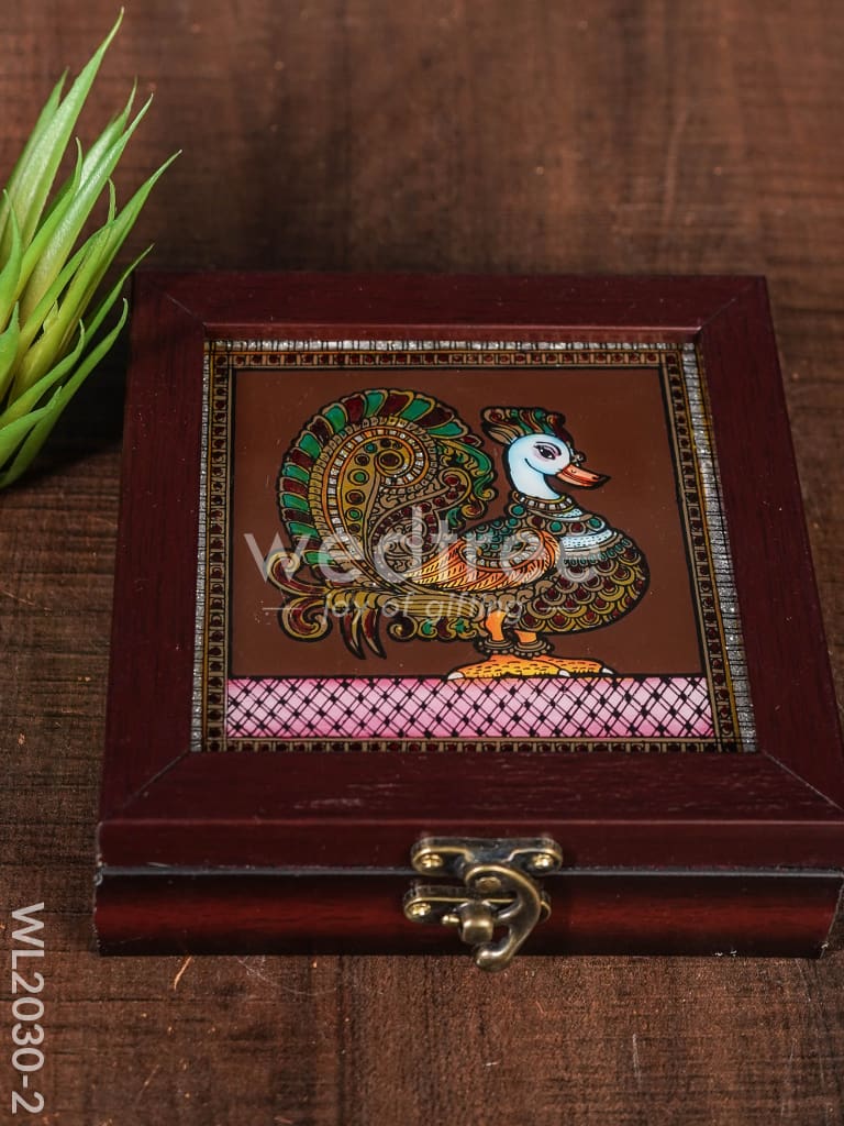 Acrylic Reverse Picture Jewelry Box - Tanjore Art Annapakshi1 - WL2030-2