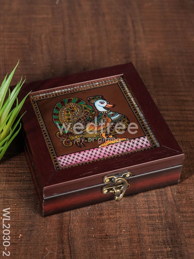Acrylic Reverse Picture Jewelry Box - Tanjore Art Annapakshi1 - WL2030-2