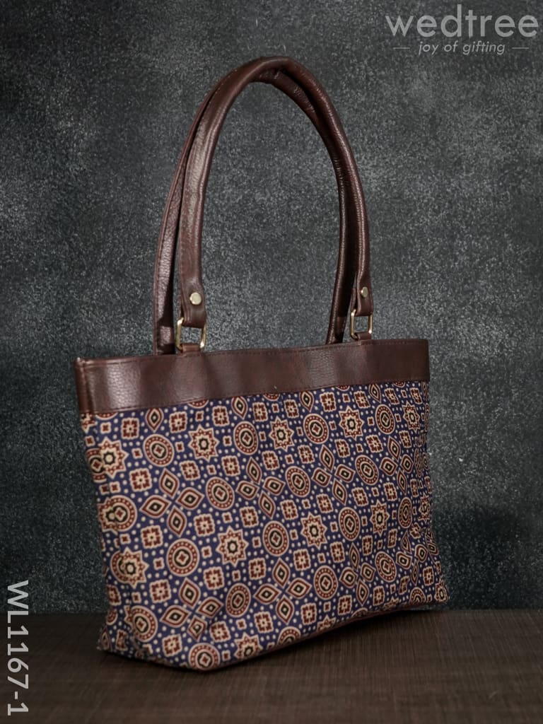 Ajrakh Printed Fabric Handbag - WL1167