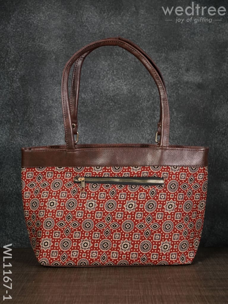Ajrakh Printed Fabric Handbag - WL1167