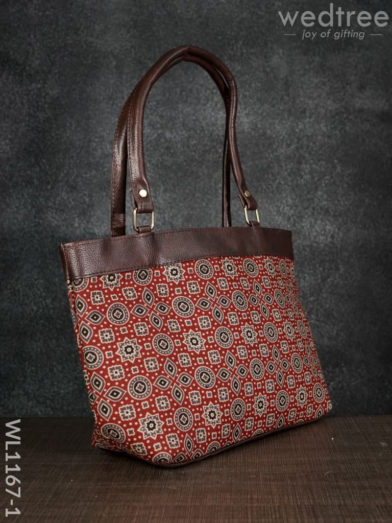 Ajrakh Printed Fabric Handbag - WL1167