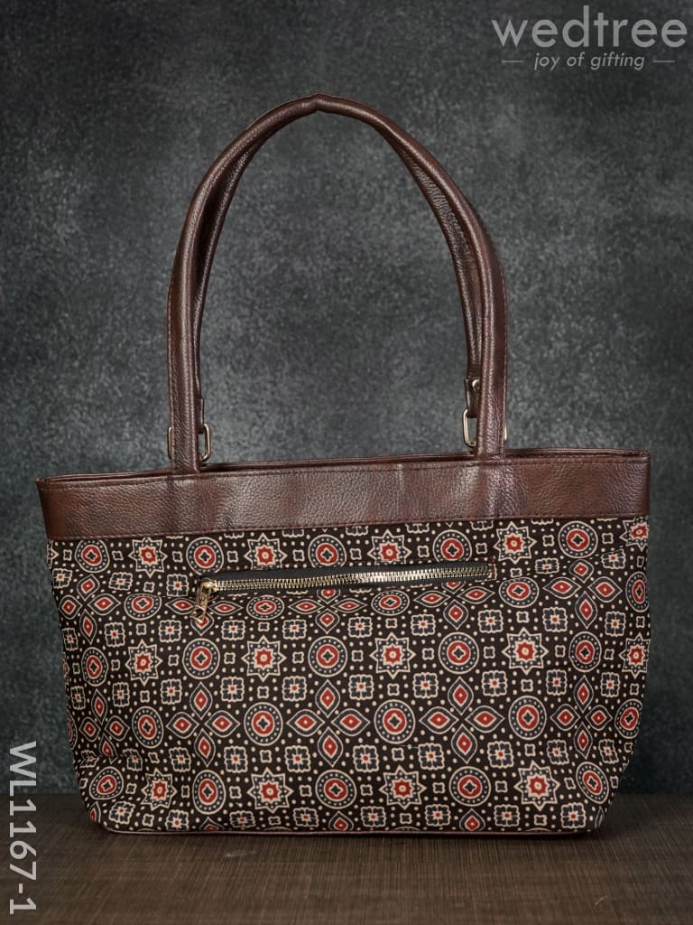 Ajrakh Printed Fabric Handbag - WL1167
