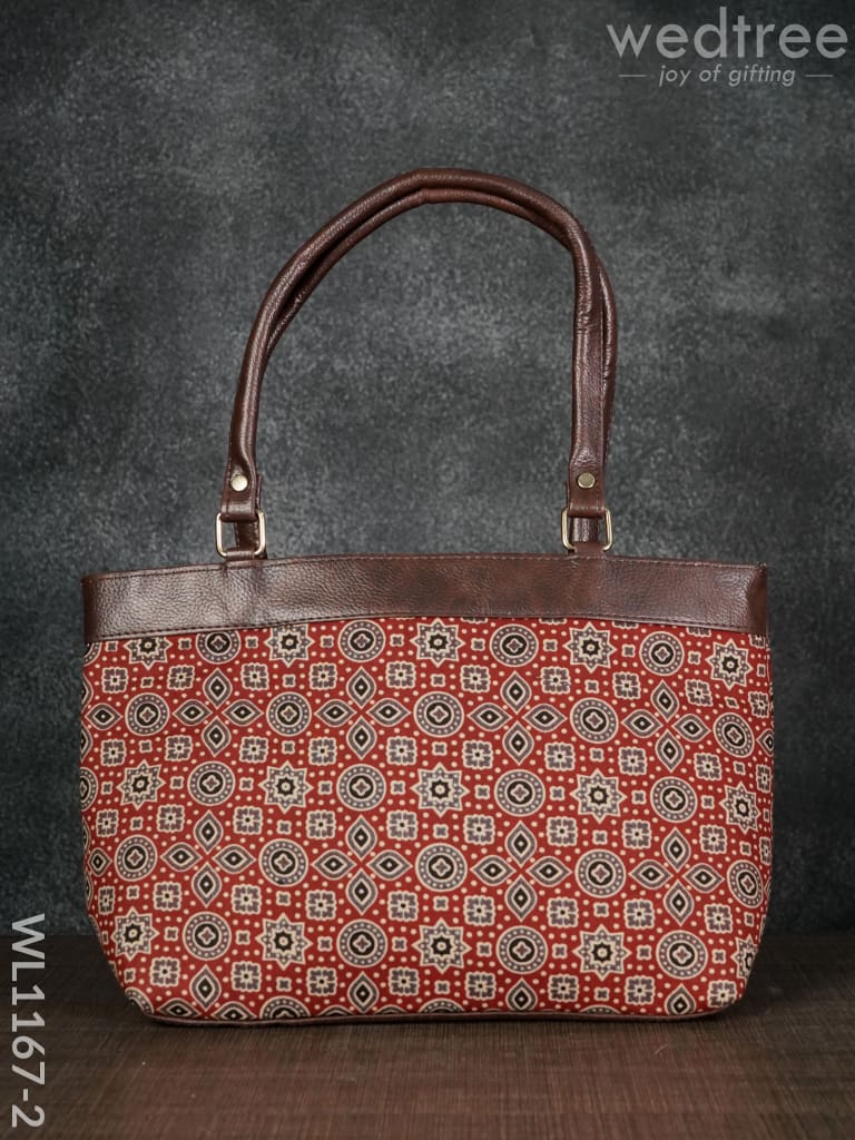 Ajrakh Printed Fabric Handbag - WL1167