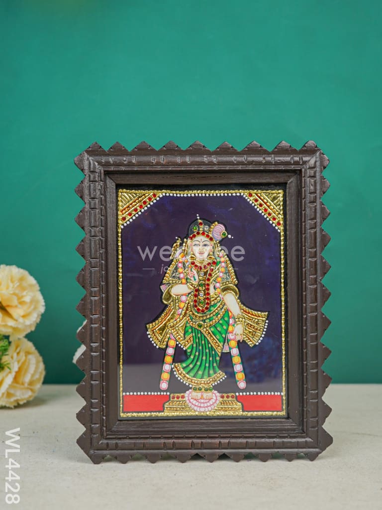 Andal Photo frame with Tanjore art work - Flat (Gold foil) - 8 x 6 inch - WL4428