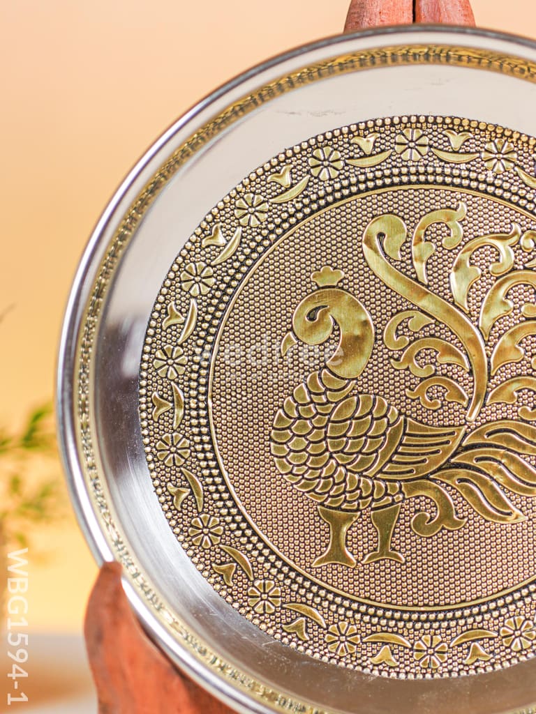 Annapakshi Oxidized Plate - 6 inch - Gold - WBG1594-1