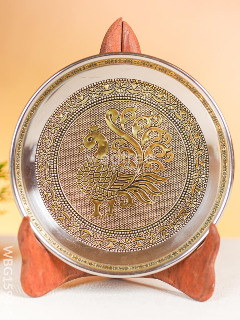 Annapakshi Oxidized Plate - 6 inch - Gold - WBG1594-1