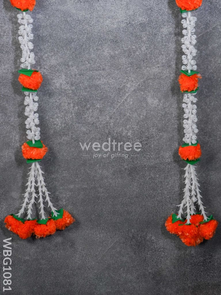 Artificial Marigold & White Flowers with Leaf Thoran - Set of 2 - WBG1081