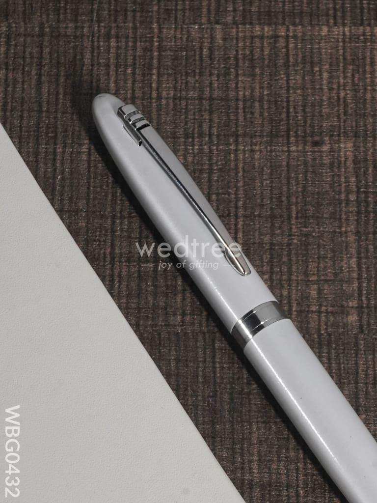 Ball Point Roller Pen (Pearl White Finish) - WBG0432