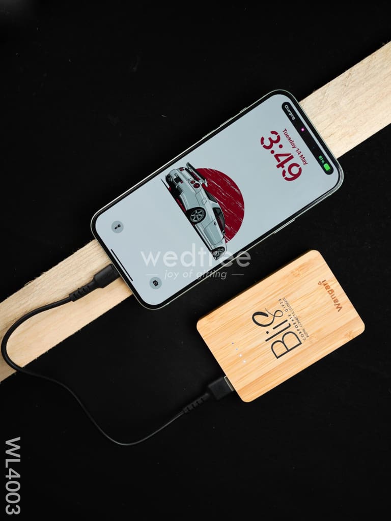 Bamboo Wireless Charger, USB Hub with Pen stand - 15 W - WL4003