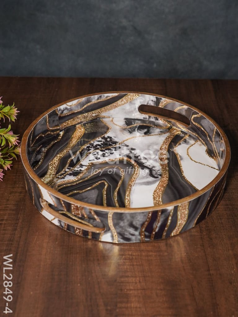 Black & Gold Abstract Digital Printed Tray - - WL2849