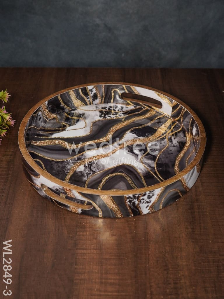 Black & Gold Abstract Digital Printed Tray - - WL2849