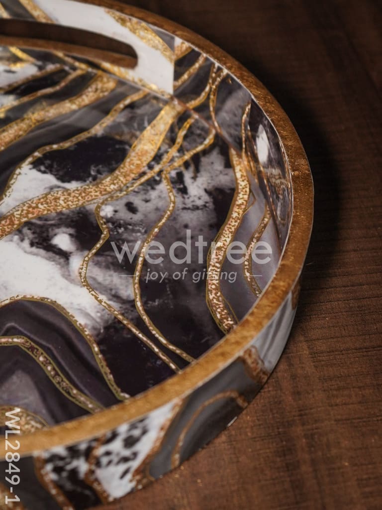 Black & Gold Abstract Digital Printed Tray - - WL2849