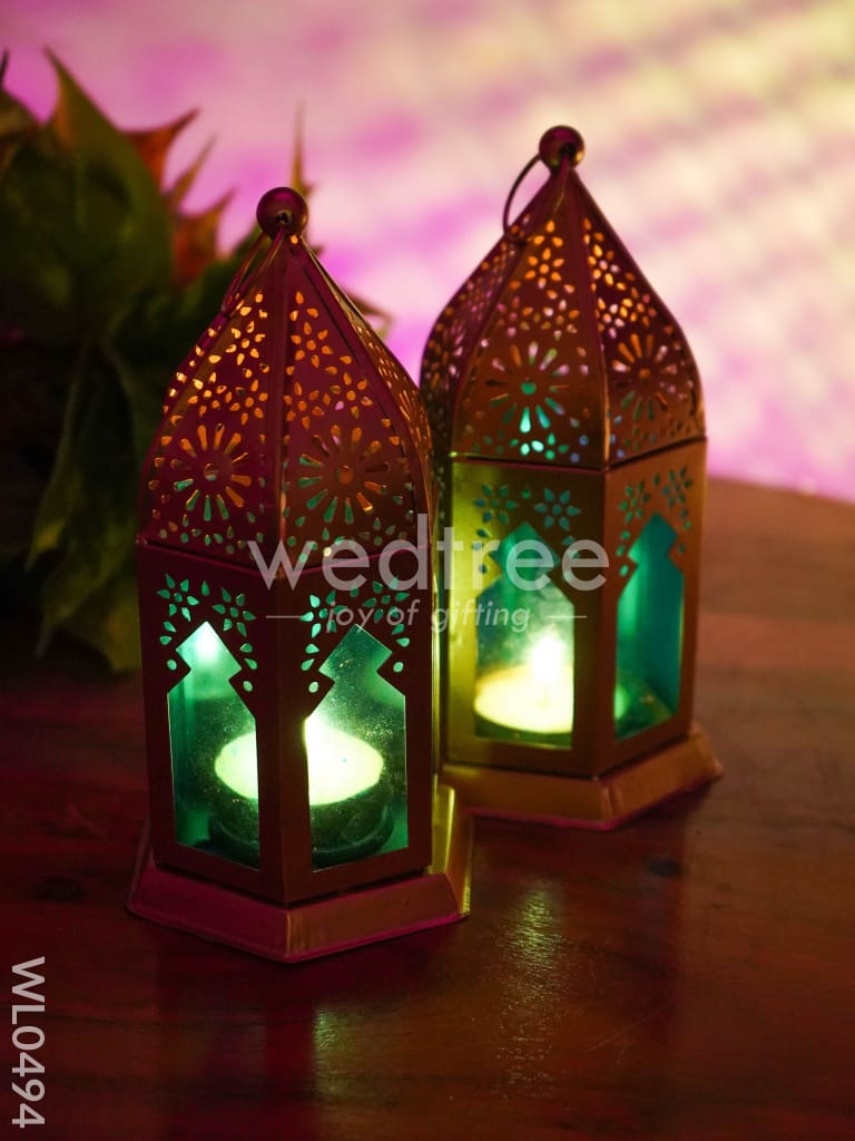Blue Metal lantern - Set of 2 - WL0494