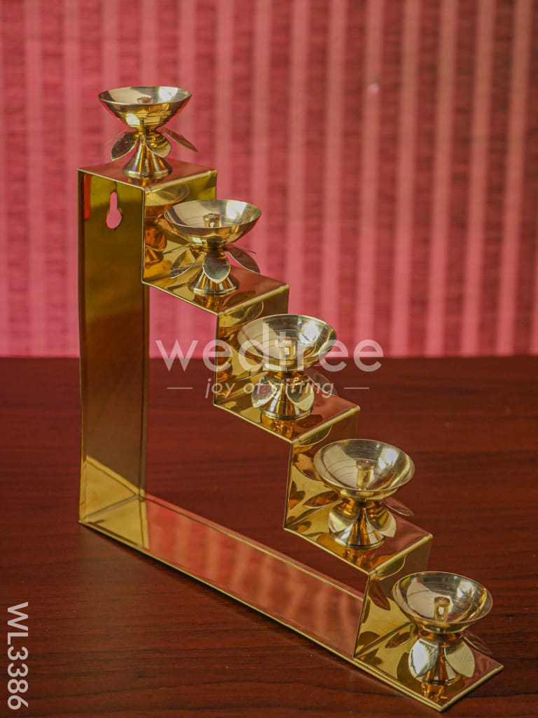 Brass 5 Step Diya Stand Wall Hanging - WL3386