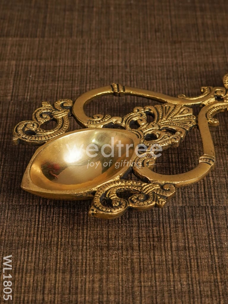 Brass Aarti Diya - 7 Inches (Black Antique Finish) - WL1805