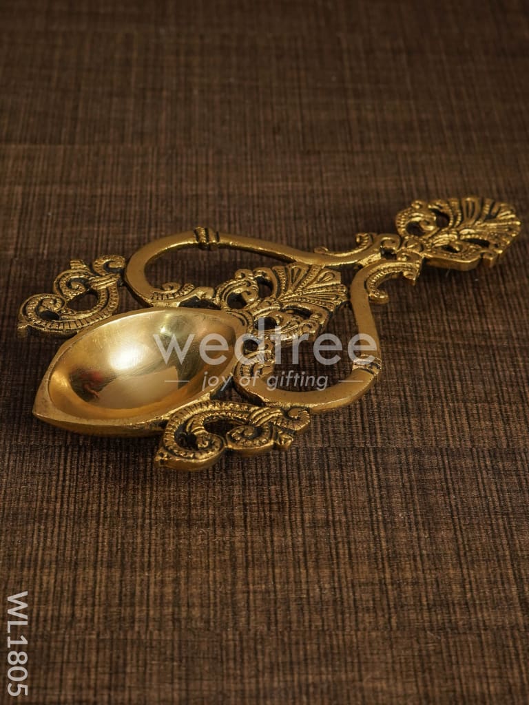 Brass Aarti Diya - 7 Inches (Black Antique Finish) - WL1805