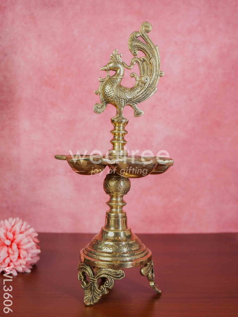 Brass Annapakshi 5 Face Diya with Tri-Stand - WL3606