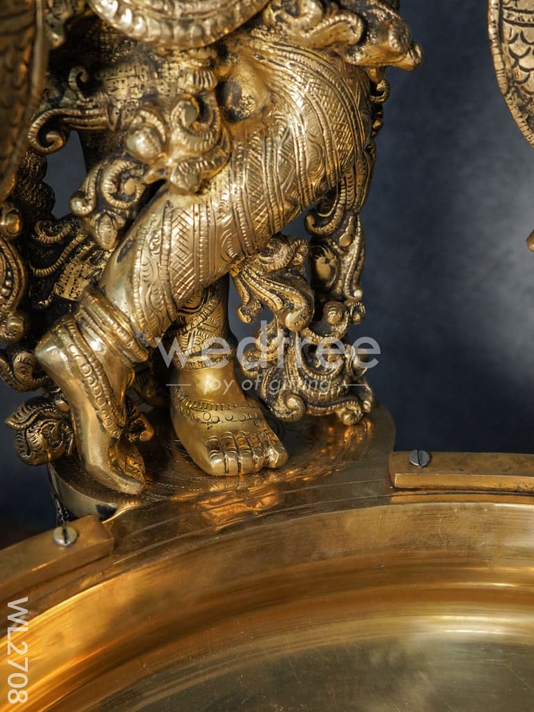 Brass Antique Krishna Urli - WL2708