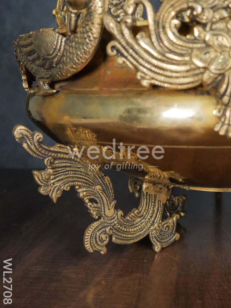 Brass Antique Krishna Urli - WL2708