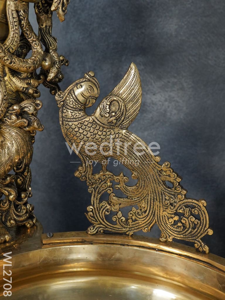Brass Antique Krishna Urli - WL2708
