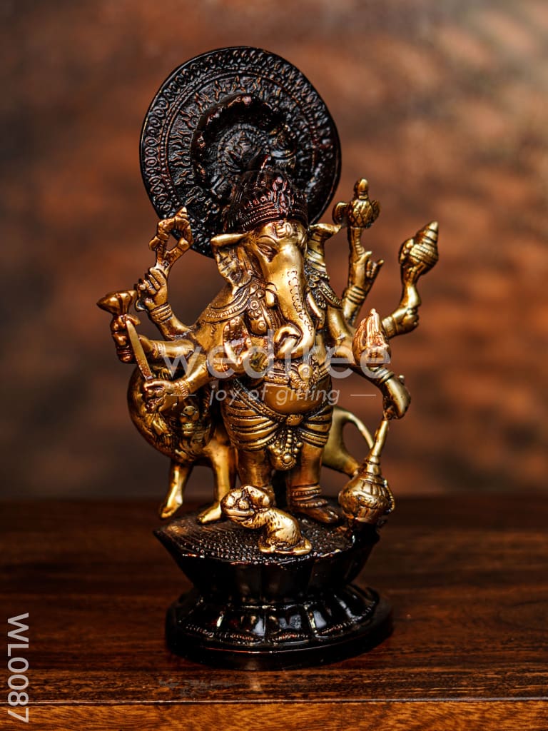 Brass Ashta Bhuja Ganesha - WL0087