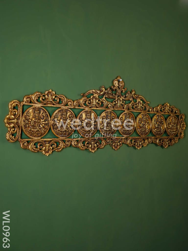 Brass Ashtalakshmi Wall Hanging - Brown Antique Finish - WL0963