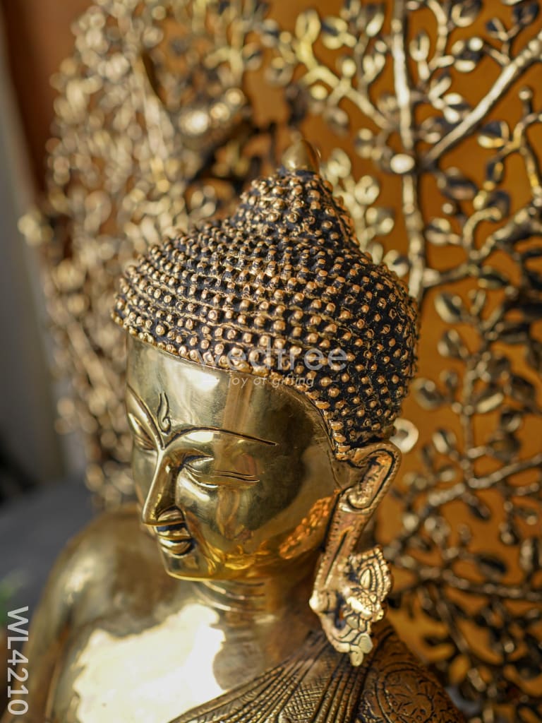Brass Buddha with Kalpavriksha Tree - WL4210