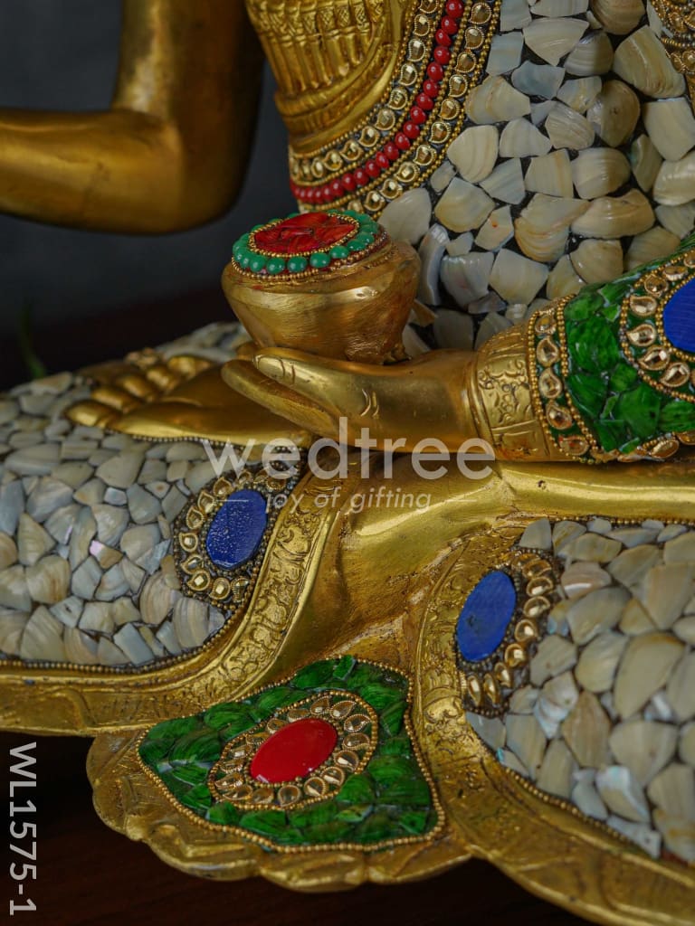 Brass Buddha with stone work - WL1575