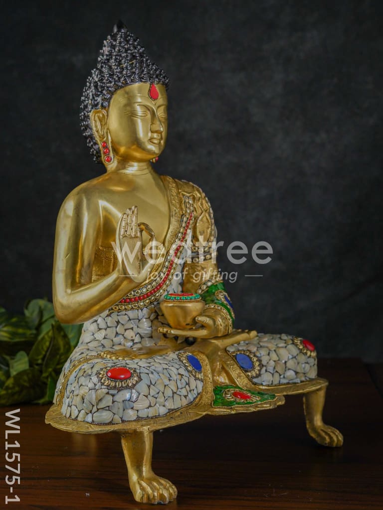 Brass Buddha with stone work - WL1575