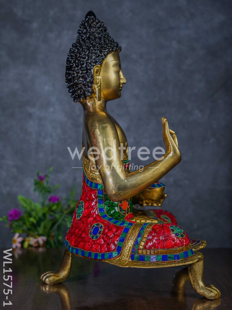 Brass Buddha with stone work - WL1575