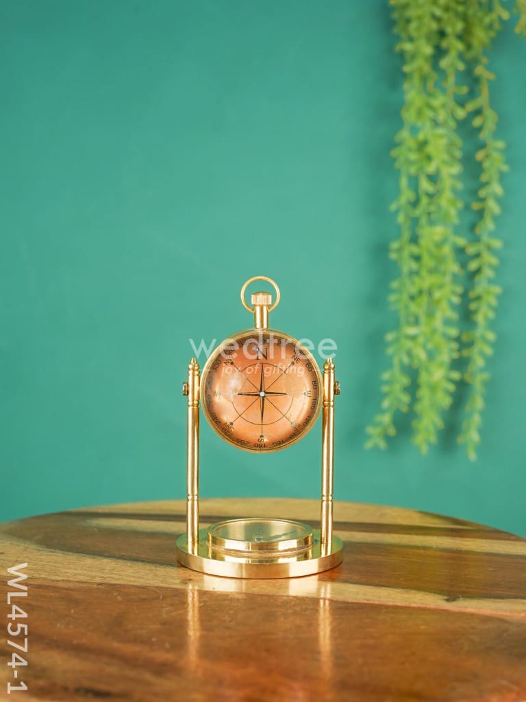 Brass Compass with Clock - WL4574