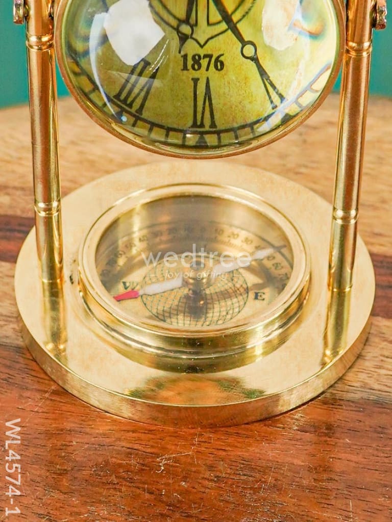 Brass Compass with Clock - WL4574