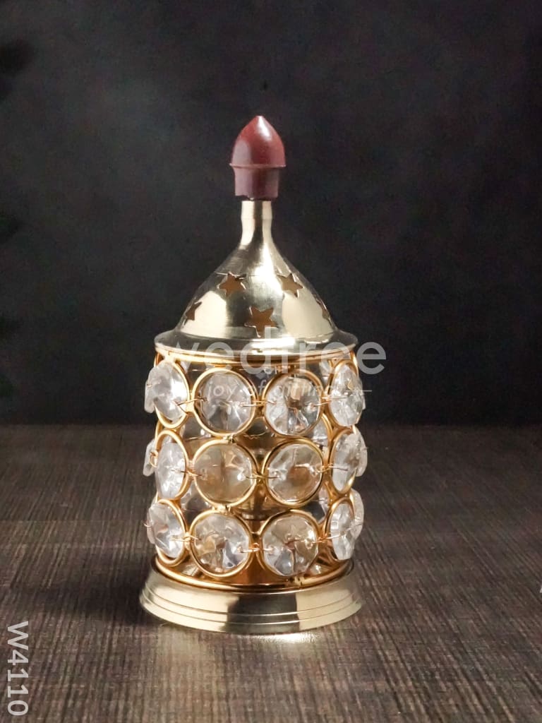 Brass Crystal Diya 1.5 inch - W4110