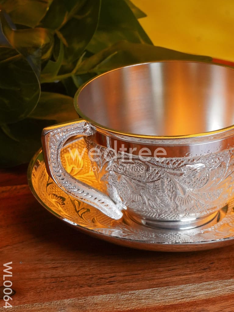 Brass Cup and Saucer with Tray Set - WL0064