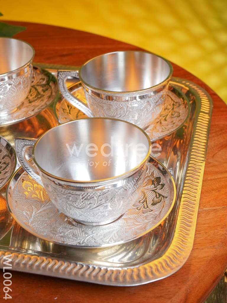 Brass Cup and Saucer with Tray Set - WL0064