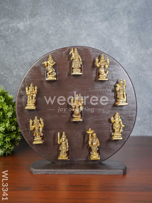 Brass Dasavathar Idols with Wooden Frame - WL3341
