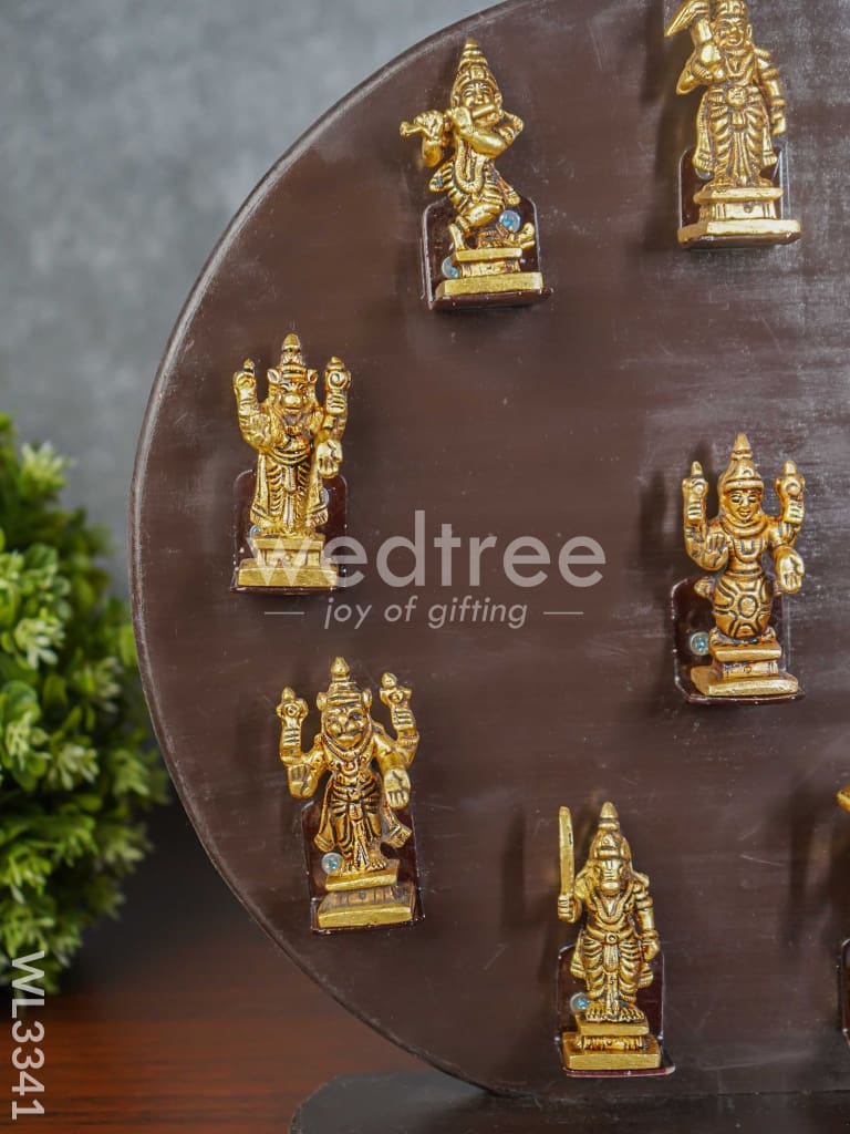 Brass Dasavathar Idols with Wooden Frame - WL3341